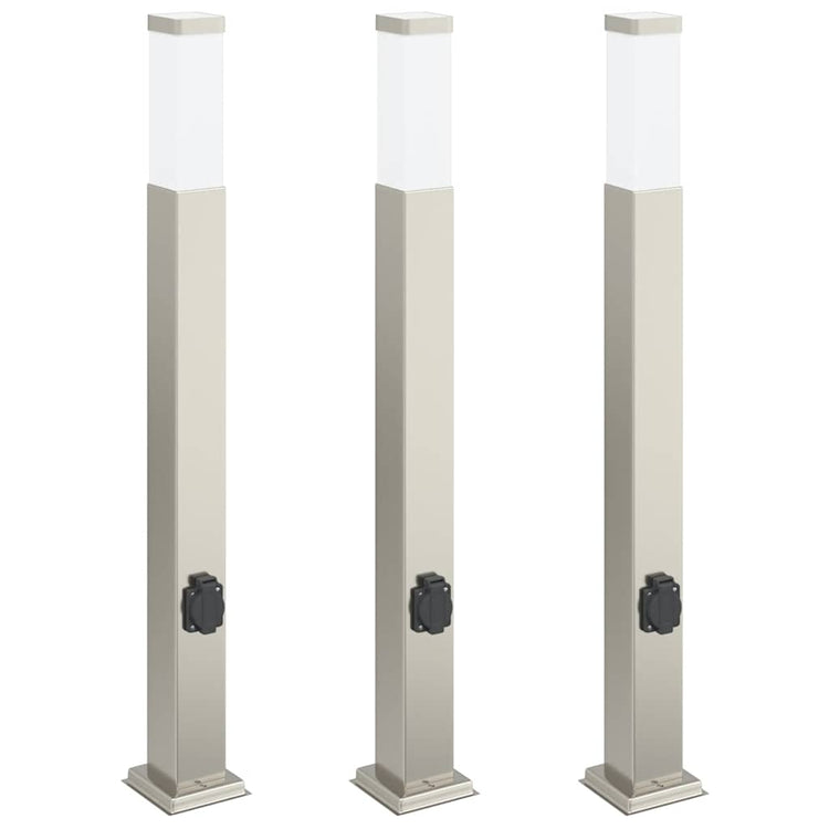 Vidaxx Pollerbeleuchtung mit Fassung 3 Stück 80 cm Edelstahl IP44
