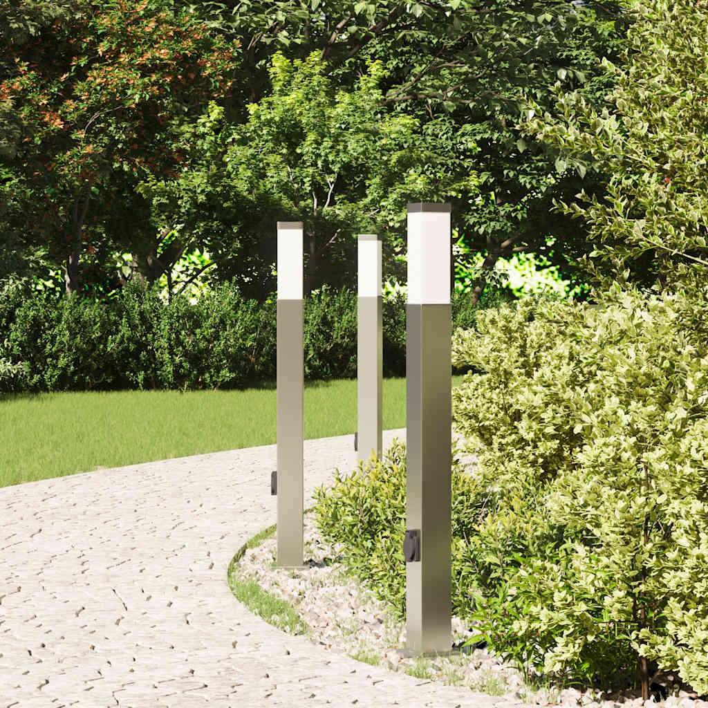 Vidaxx Pollerbeleuchtung mit Fassung 3 Stück 80 cm Edelstahl IP44