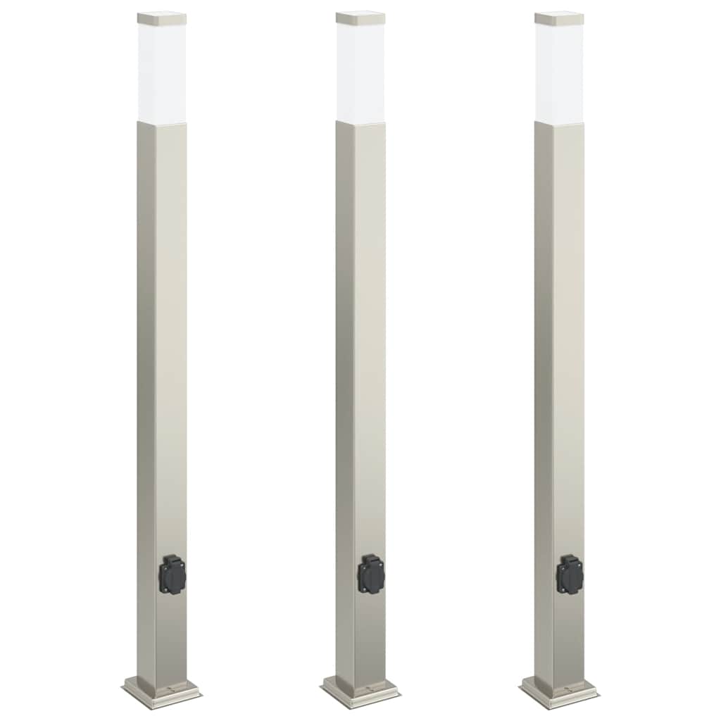 Vidaxx Pollerleuchte mit Fassung 3 Stück 110 cm Edelstahl IP44