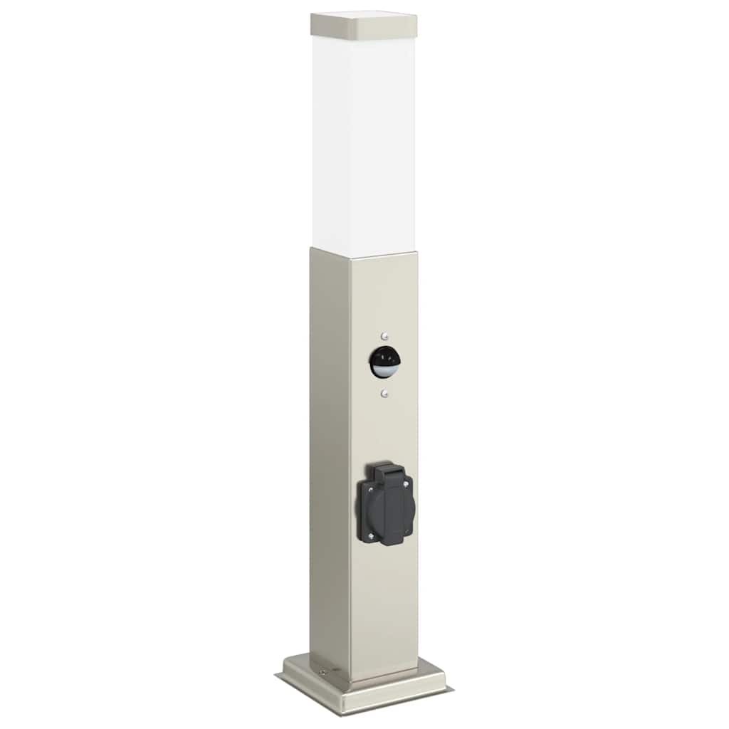 Vidaxx Pollerbeleuchtung mit Sensor und Steckdose 50 cm Edelstahl IP44