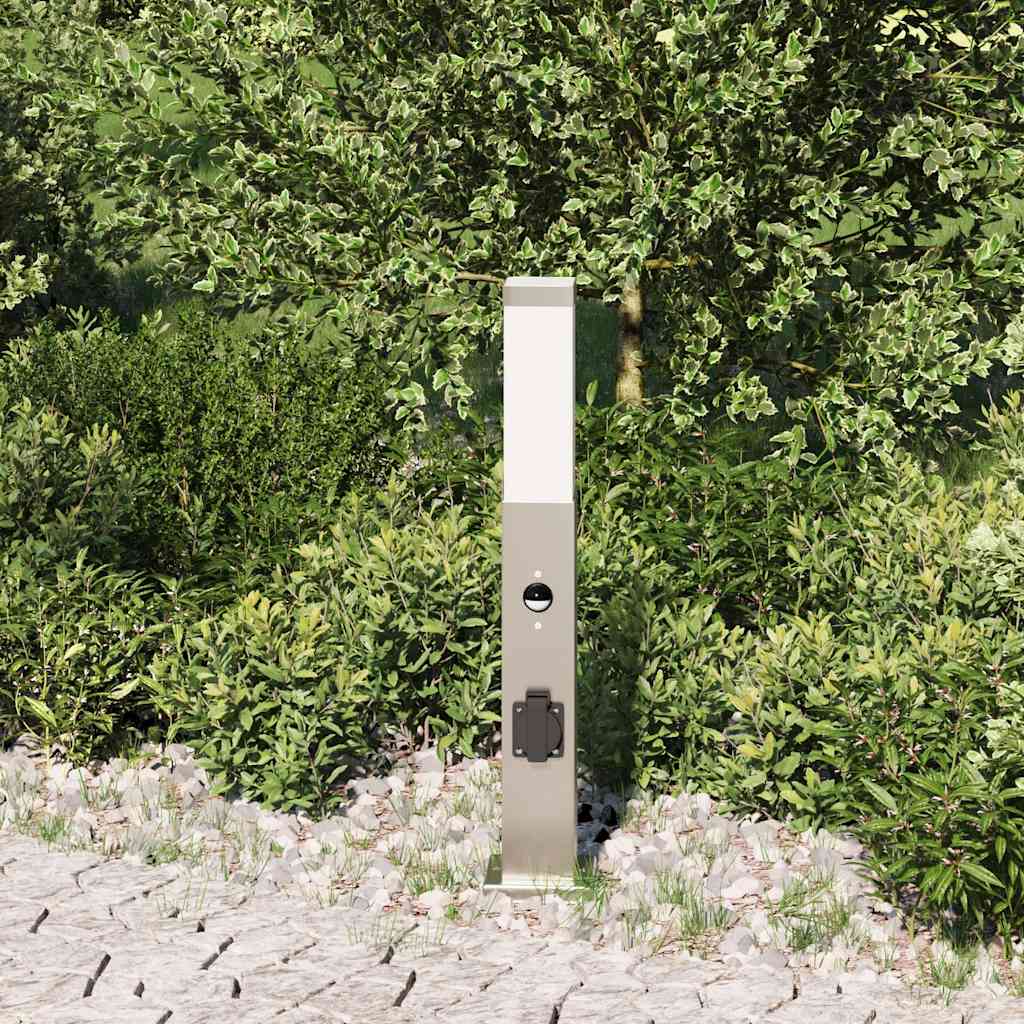 Vidaxx Pollerbeleuchtung mit Sensor und Steckdose 50 cm Edelstahl IP44