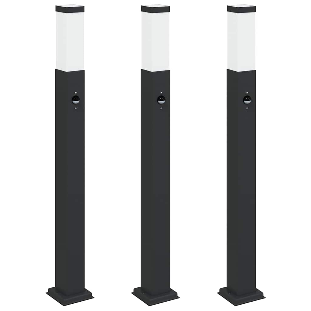 VidaXL Pollerbeleuchtung mit Sensor 3 Stück 80 cm Schwarz IP44