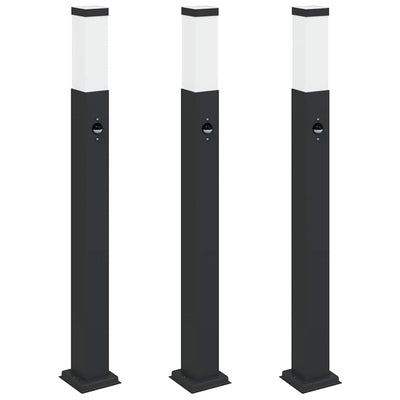 VidaXL Pollerbeleuchtung mit Sensor 3 Stück 80 cm Schwarz IP44