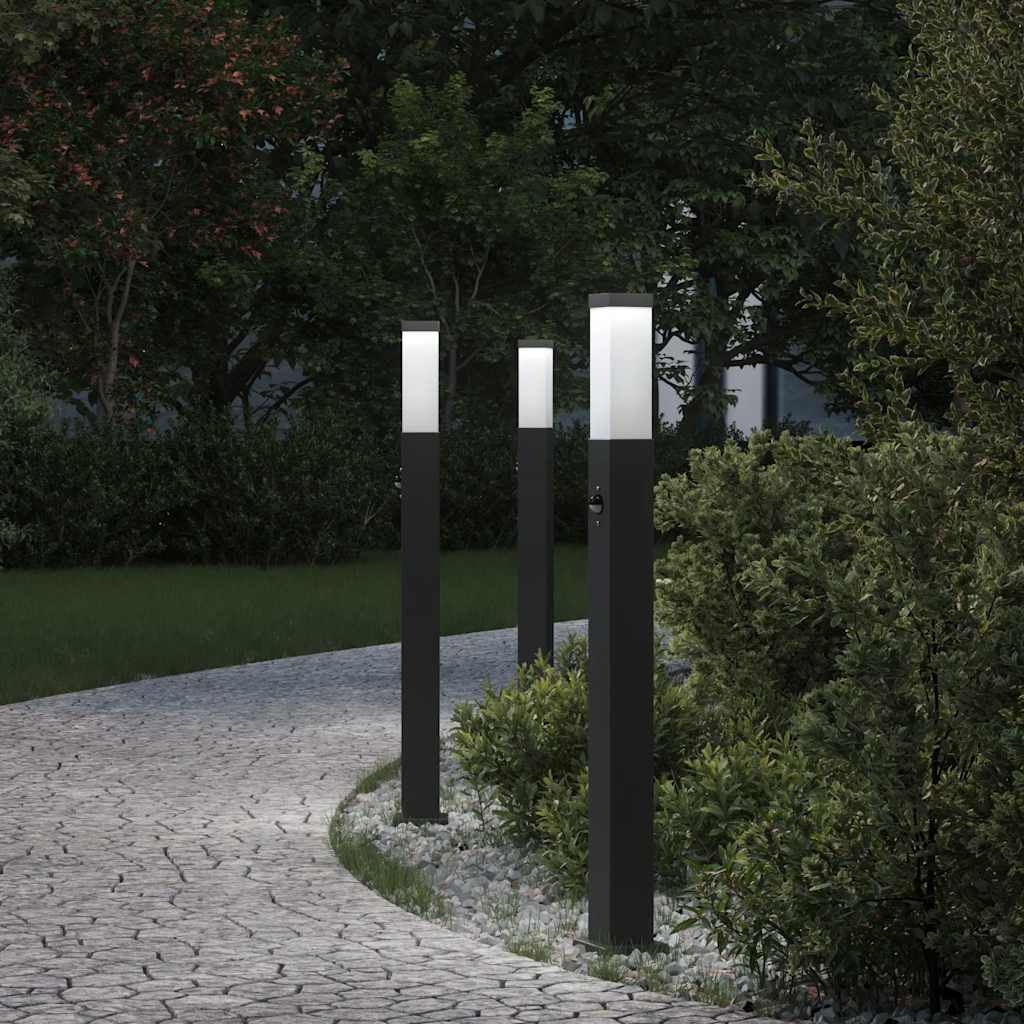 VidaXL Pollerbeleuchtung mit Sensor 3 Stück 80 cm Schwarz IP44
