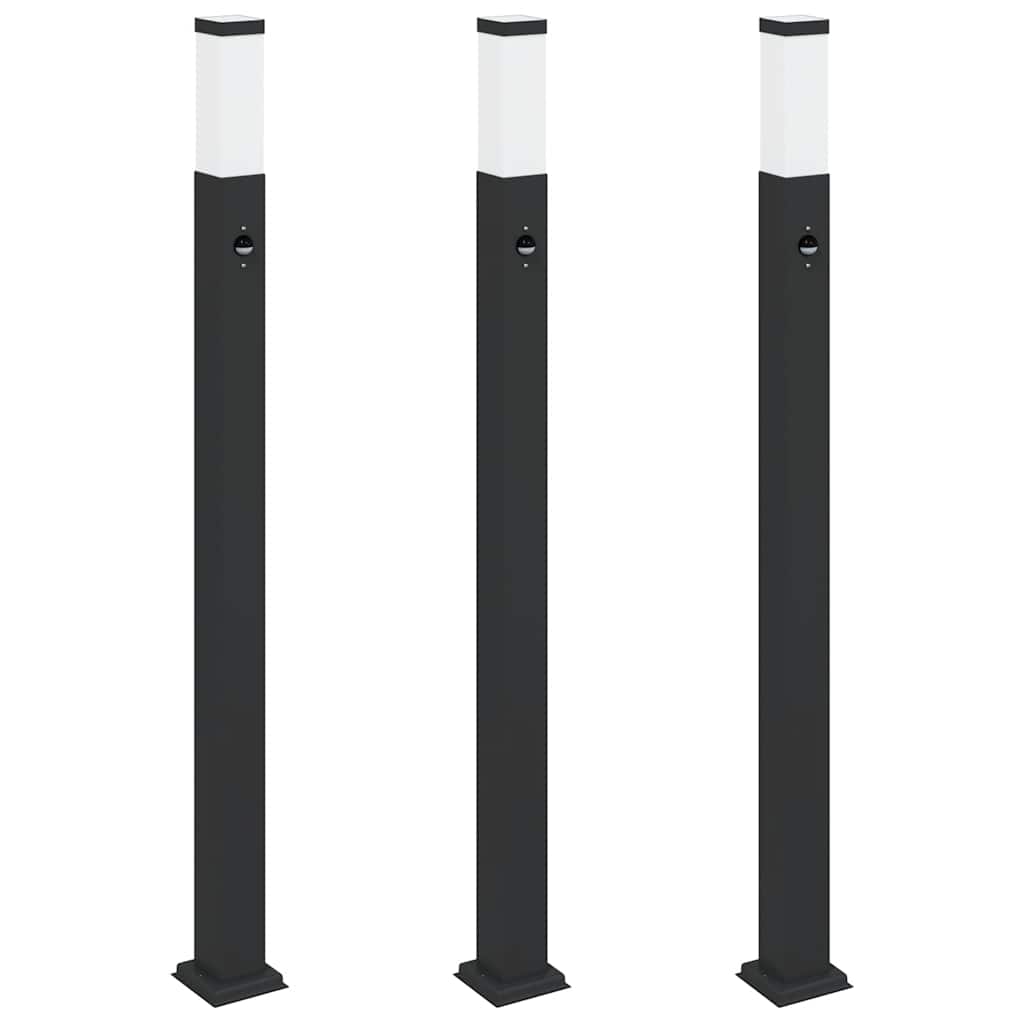 Vidaxx Pollerbeleuchtung mit Sensor 3 Stück 110 cm schwarz IP44