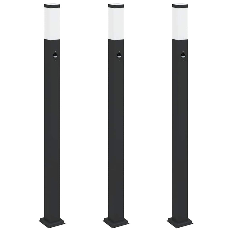 Vidaxx Pollerbeleuchtung mit Sensor 3 Stück 110 cm schwarz IP44