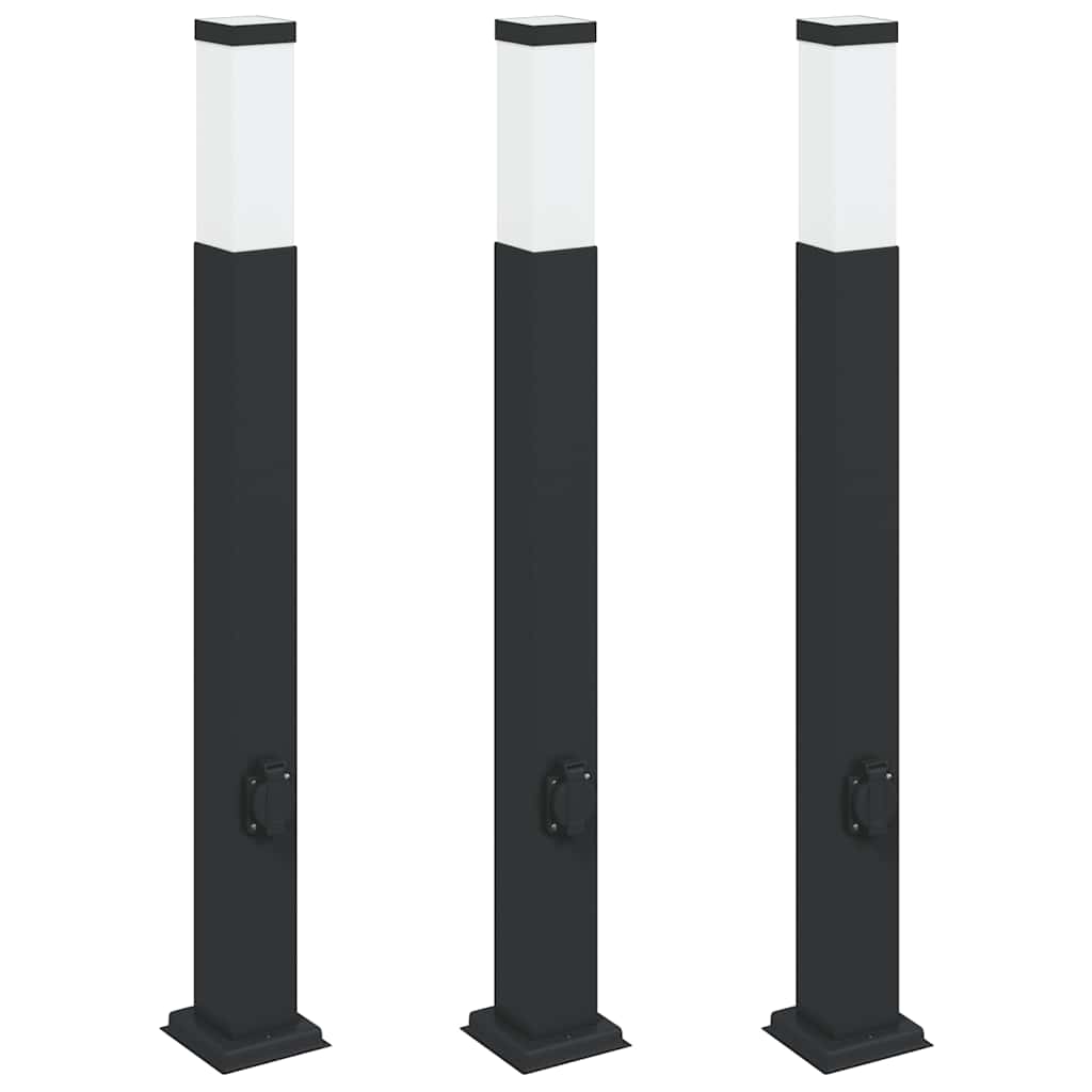 Vidaxx Pollerbeleuchtung mit Fassung 3 Stück 80 cm schwarz IP44