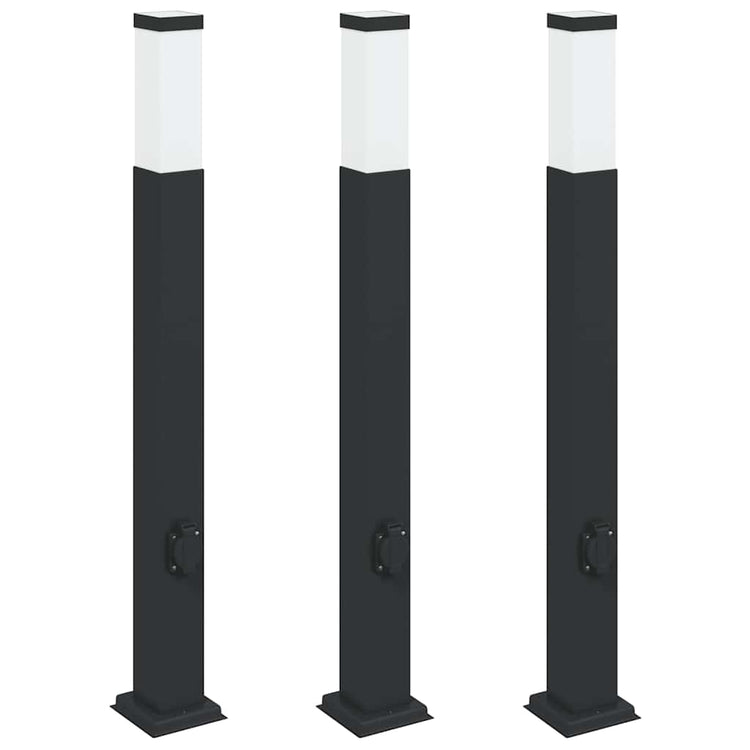 Vidaxx Pollerbeleuchtung mit Fassung 3 Stück 80 cm schwarz IP44