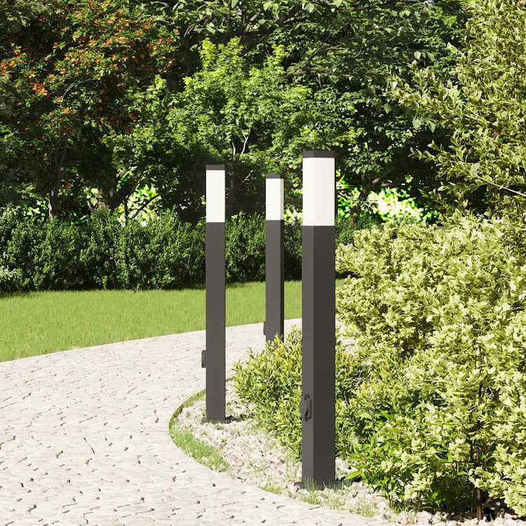 Vidaxx Pollerbeleuchtung mit Fassung 3 Stück 80 cm schwarz IP44