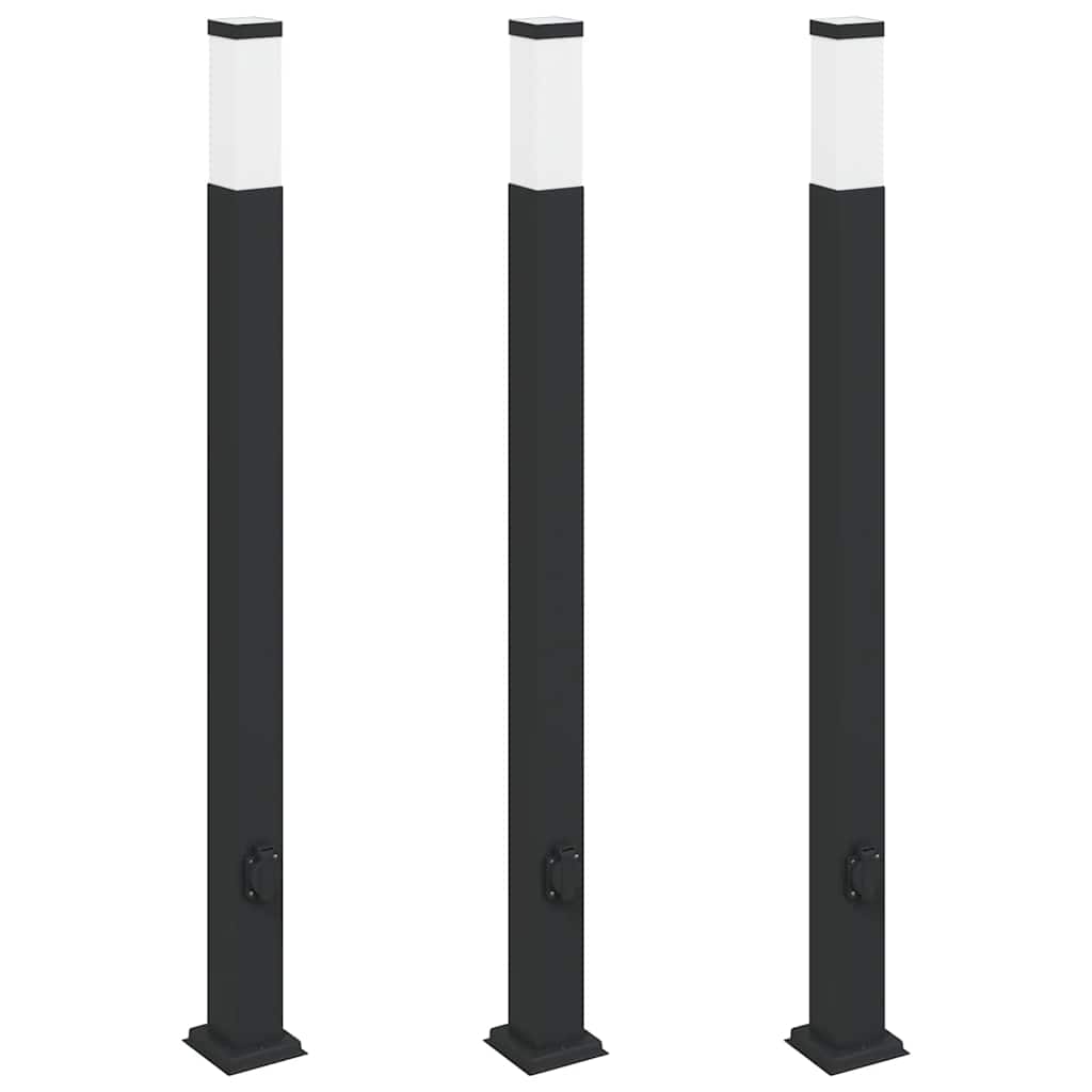Vidaxx Pollerbeleuchtung mit Fassung 3 Stück 110 cm schwarz IP44