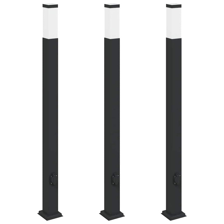 Vidaxx Pollerbeleuchtung mit Fassung 3 Stück 110 cm schwarz IP44