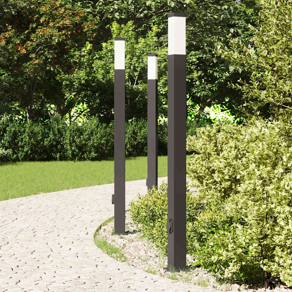 Vidaxx Pollerbeleuchtung mit Fassung 3 Stück 110 cm schwarz IP44