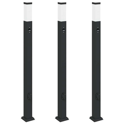 Vidaxx Pollerbeleuchtung mit Sensor und Steckdose 3 Stück 110 cm schwarz IP44