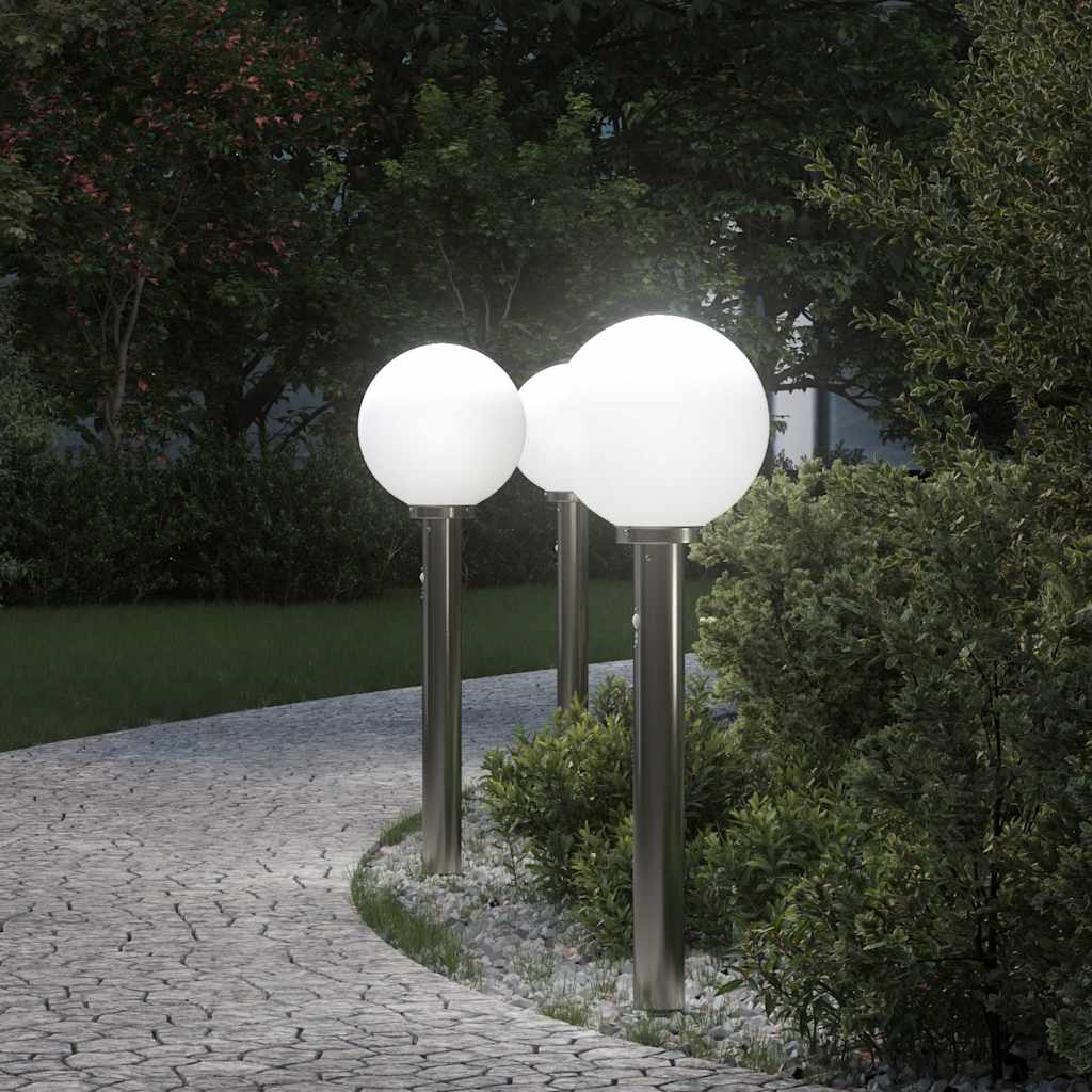 VidaXL Pollerbeleuchtung mit Sensor 3 Stück 80 cm Edelstahl IP44