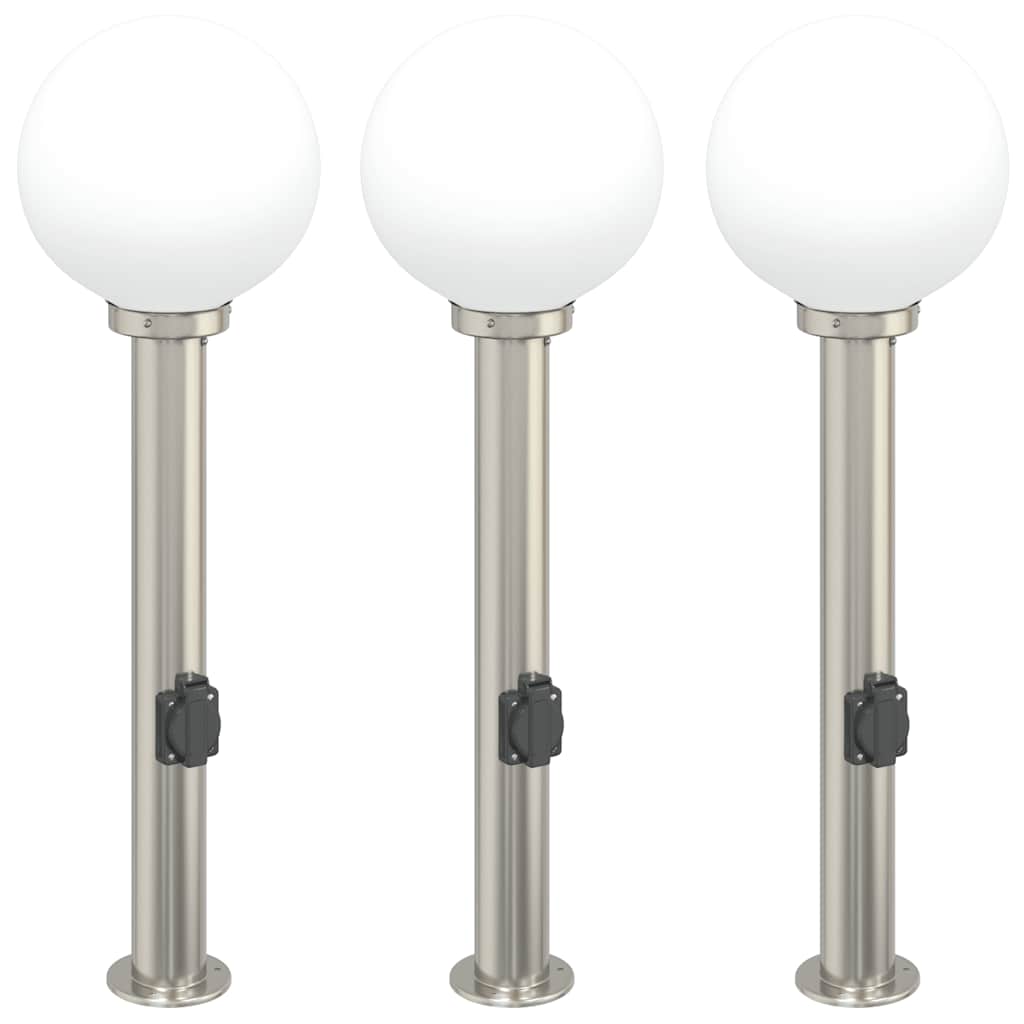 Vidaxx Pollerbeleuchtung mit Fassung 3 Stück 80 cm Edelstahl IP44