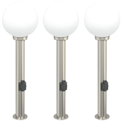 Vidaxx Pollerbeleuchtung mit Fassung 3 Stück 80 cm Edelstahl IP44