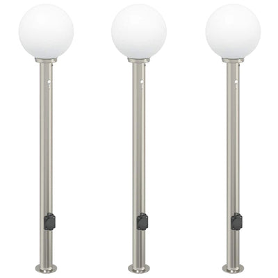 Vidaxx Pollerbeleuchtung mit Sensor und Steckdose 3 Stück 120 cm Edelstahl IP44