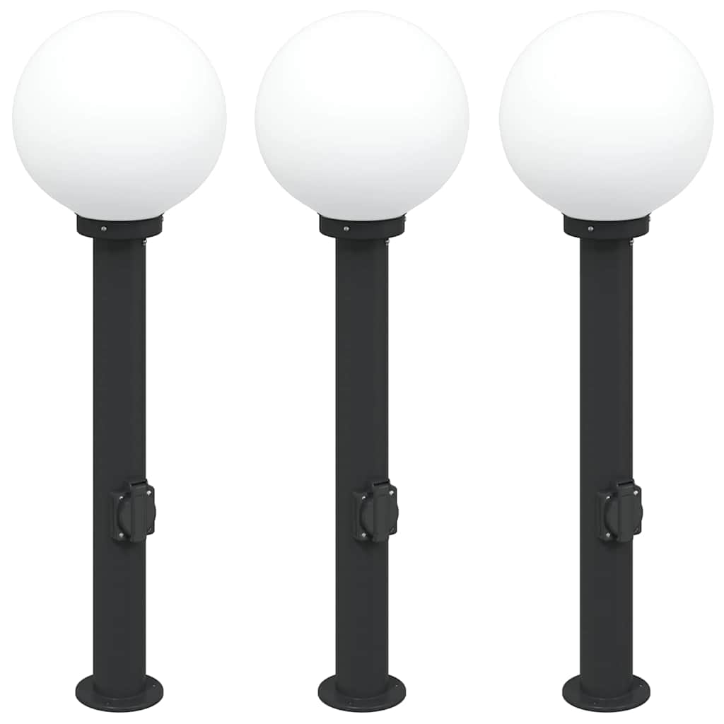 Vidaxx Pollerbeleuchtung mit Fassung 3 Stück 80 cm schwarz IP44