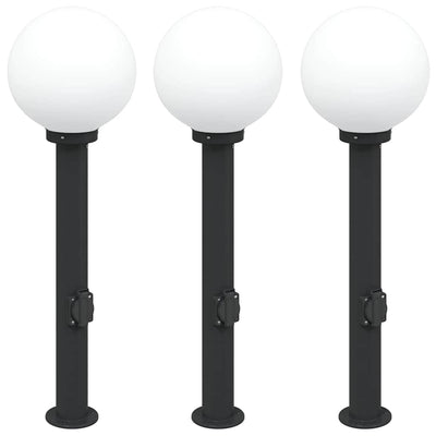 Vidaxx Pollerbeleuchtung mit Fassung 3 Stück 80 cm schwarz IP44