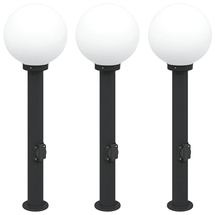 Vidaxx Pollerbeleuchtung mit Fassung 3 Stück 80 cm schwarz IP44