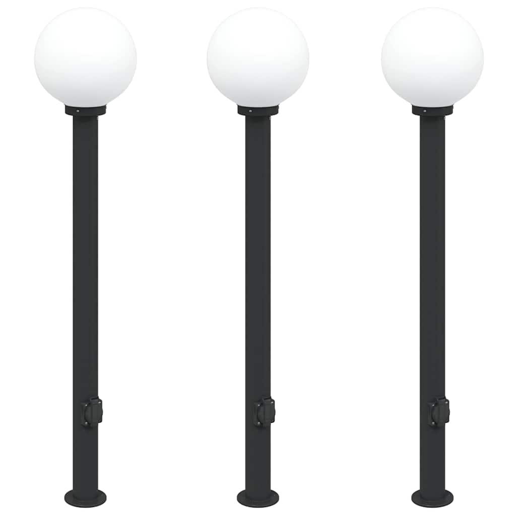 Vidaxx Pollerbeleuchtung mit Fassung 3 Stück 120 cm schwarz IP44