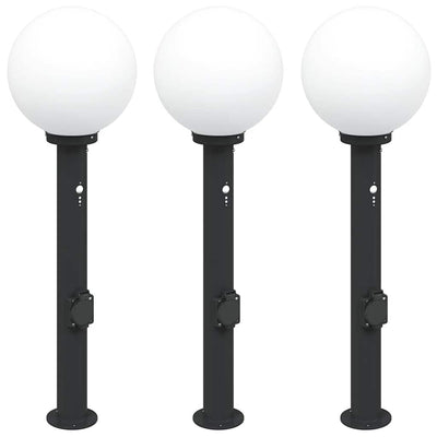Vidaxx Pollerbeleuchtung mit Sensor und Steckdose 3 Stück 80 cm schwarz IP44