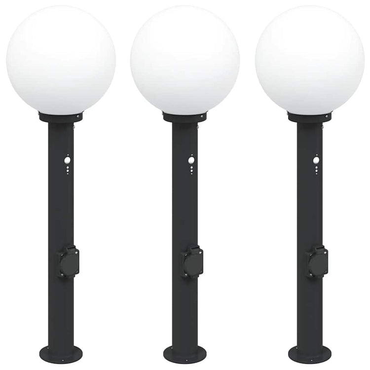 Vidaxx Pollerbeleuchtung mit Sensor und Steckdose 3 Stück 80 cm schwarz IP44