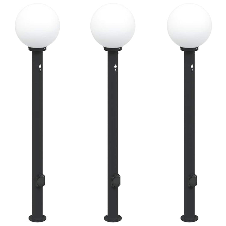 Vidaxx Pollerbeleuchtung mit Sensor und Steckdose 3 Stück 120 cm schwarz IP44