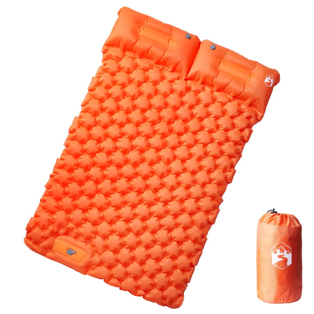 Vidaxl Campingmatratze mit Kissen selbstaufblasend 2-Personen Orange
