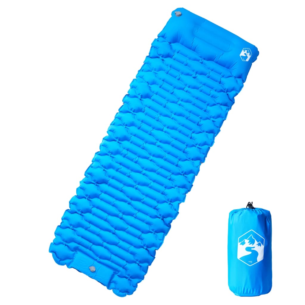 Vidaxl Camping Matratze mit Kissen selbstblockieren Single Blau