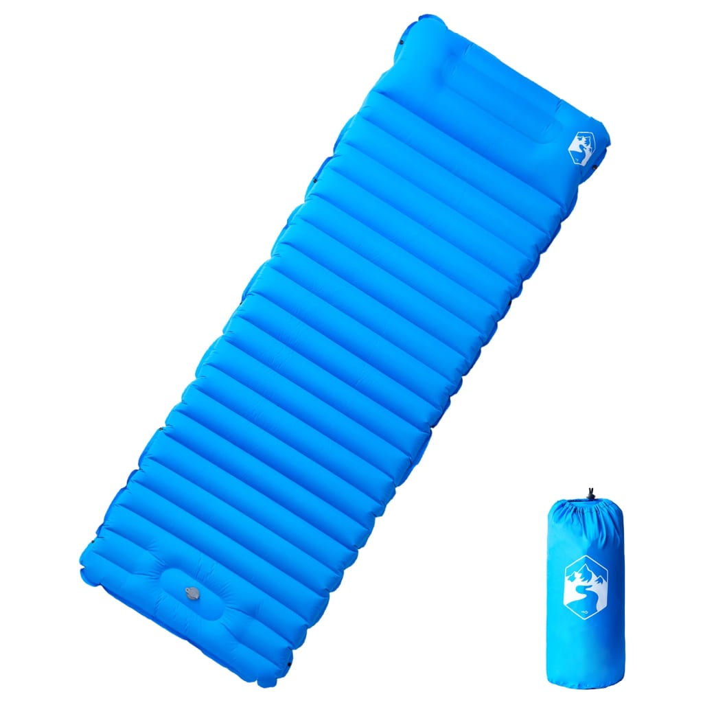 Vidaxl Camping Matratze mit Kissen selbstblockieren Single Blau