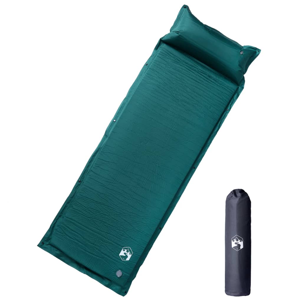 Vidaxl Campingmatratze mit Kissen selbstbeginn 1-Person-Grün