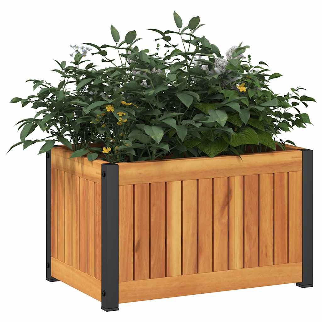 VIDAXL -Planungsbox 45x30x27,5 cm Festes Akazienholz und Stahl