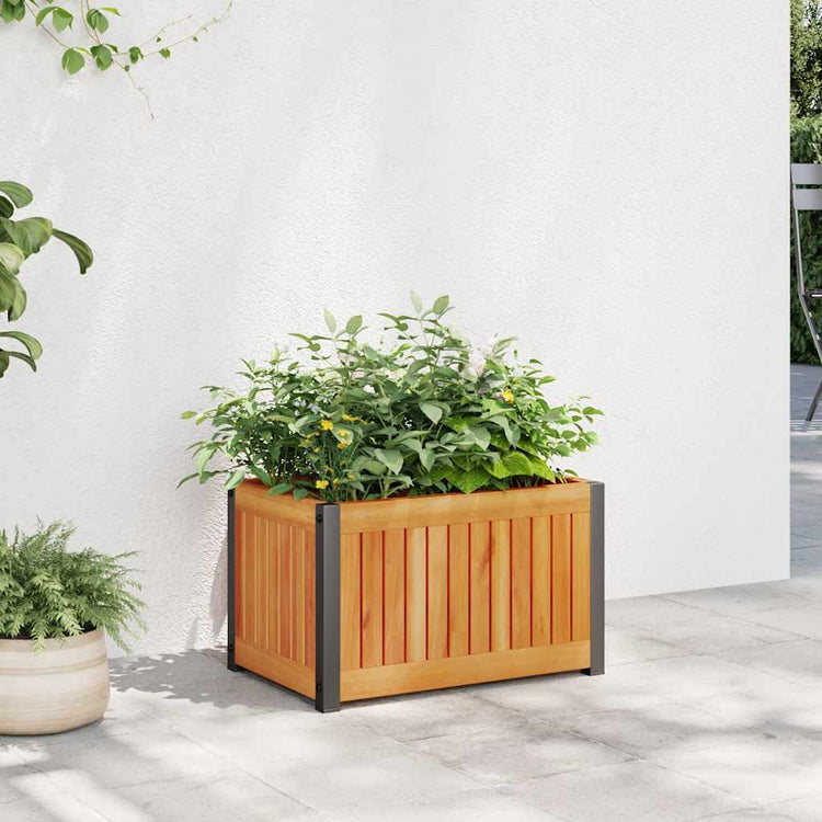 VIDAXL -Planungsbox 45x30x27,5 cm Festes Akazienholz und Stahl