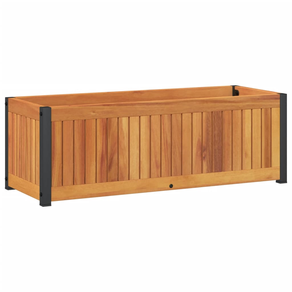 Vidaxx Pflanzgefäß 80x30x27,5 cm aus massivem Akazienholz und Stahl