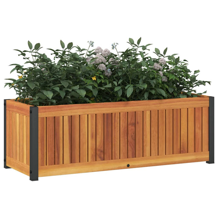 Vidaxx Pflanzgefäß 80x30x27,5 cm aus massivem Akazienholz und Stahl