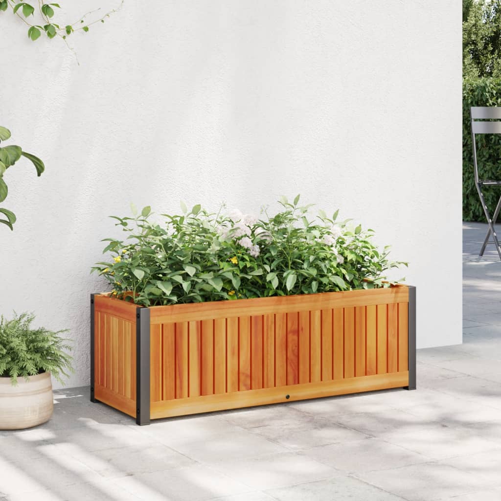 Vidaxx Pflanzgefäß 80x30x27,5 cm aus massivem Akazienholz und Stahl