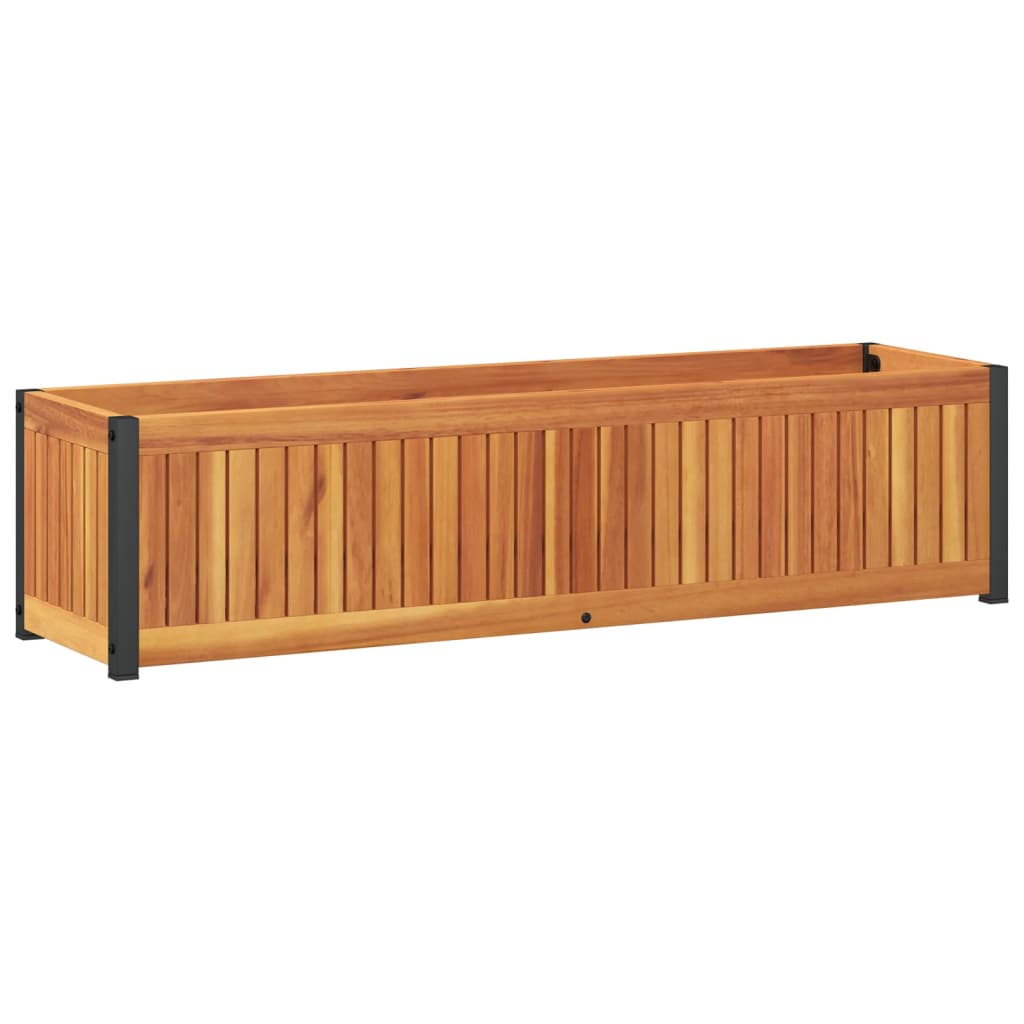 Vidaxx Pflanzgefäß 110x30x27,5 cm aus massivem Akazienholz und Stahl