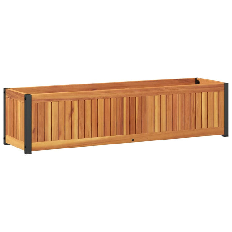 Vidaxx Pflanzgefäß 110x30x27,5 cm aus massivem Akazienholz und Stahl