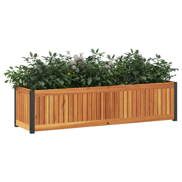 Vidaxx Pflanzgefäß 110x30x27,5 cm aus massivem Akazienholz und Stahl