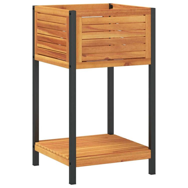 VIDAXL -Planungsbox mit Regal 45x45x80 cm Festes Akazienholz und Stahl