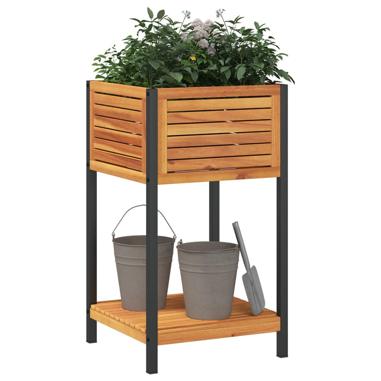 VIDAXL -Planungsbox mit Regal 45x45x80 cm Festes Akazienholz und Stahl
