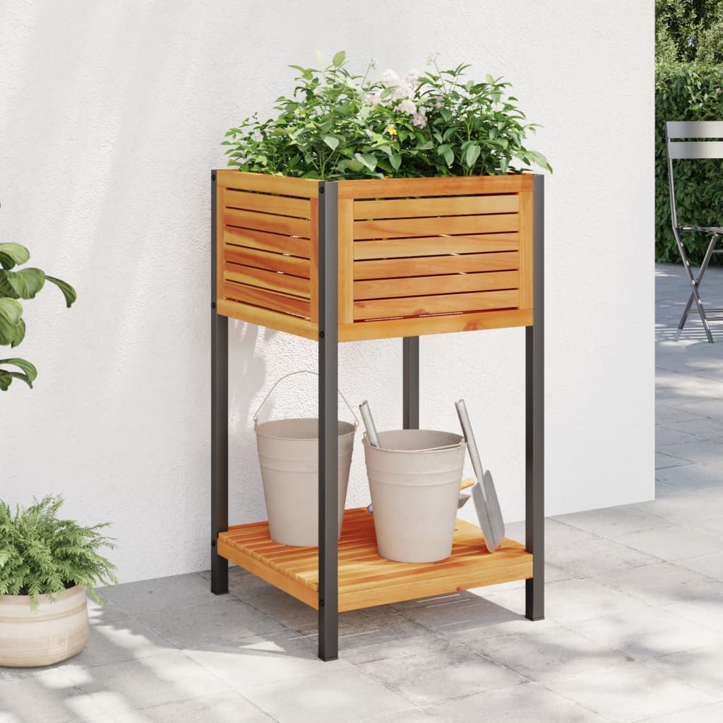 VIDAXL -Planungsbox mit Regal 45x45x80 cm Festes Akazienholz und Stahl