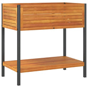 VIDAXL -Pflanzer mit Regal 80x45x80 cm Festes Akazienholz und Stahl - afbeelding 2