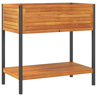 VIDAXL -Pflanzer mit Regal 80x45x80 cm Festes Akazienholz und Stahl