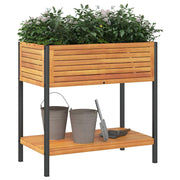 VIDAXL -Pflanzer mit Regal 80x45x80 cm Festes Akazienholz und Stahl - afbeelding 3