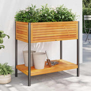 VIDAXL -Pflanzer mit Regal 80x45x80 cm Festes Akazienholz und Stahl - afbeelding 1