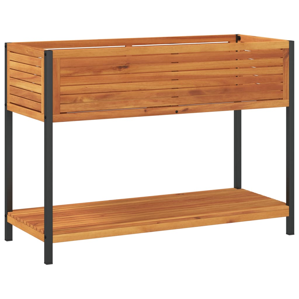 VIDAXL -Pflanzer mit Regal 110 x 45 x 80 cm Festes Akazienholz und Stahl