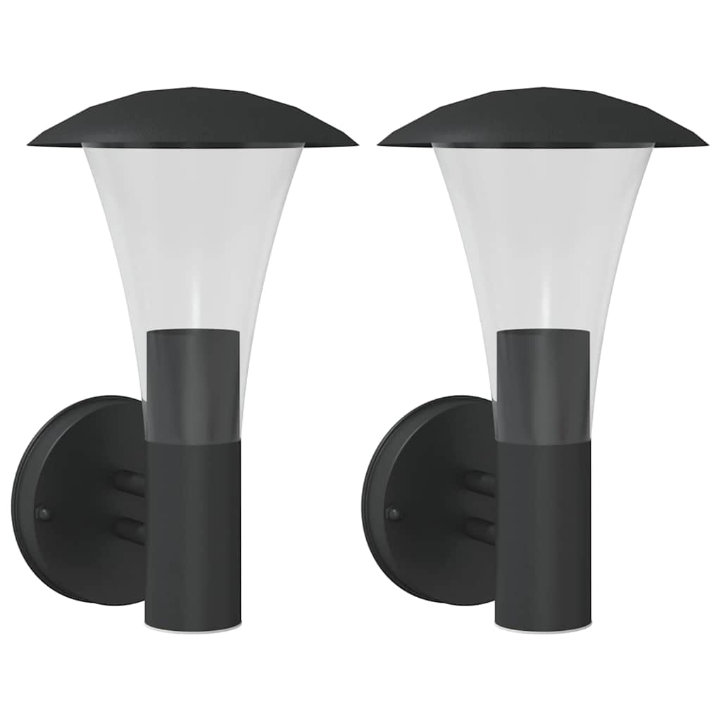 Vidaxl Außenwandlampen 2 St Edelstahl schwarz