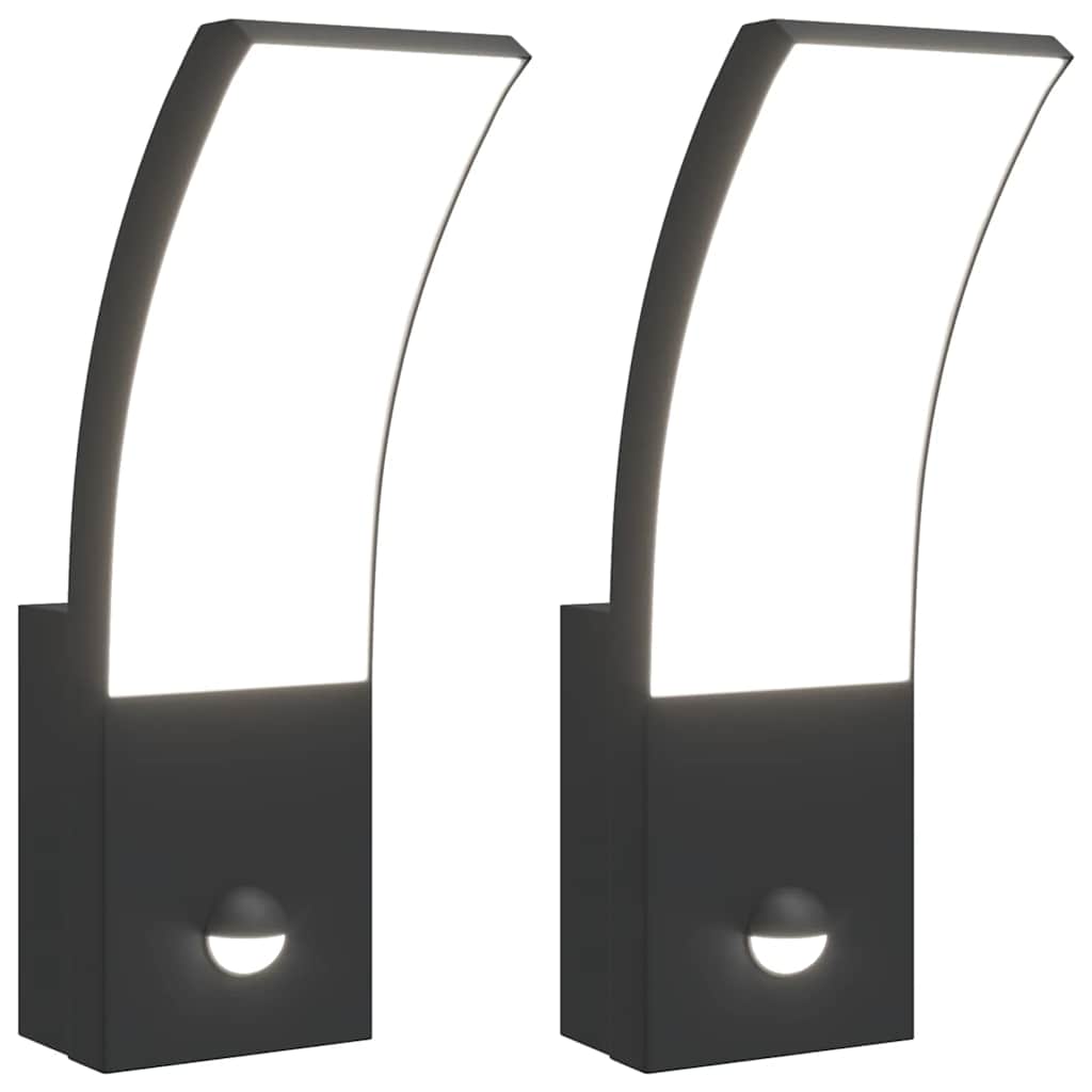 Vidaxl Outdoor -Wandlampen 2 ST LED mit Sensoren Aluminium Schwarz gegossen